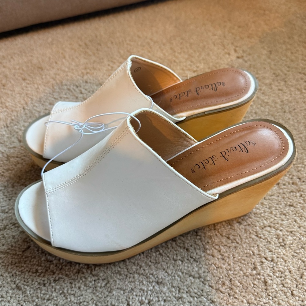 Altar'd State White and Tan Wedge